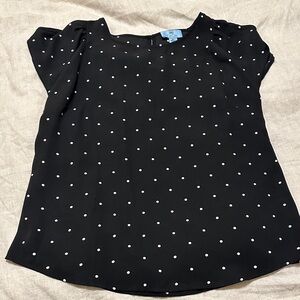CeCe Black and White Polka Dot Blouse